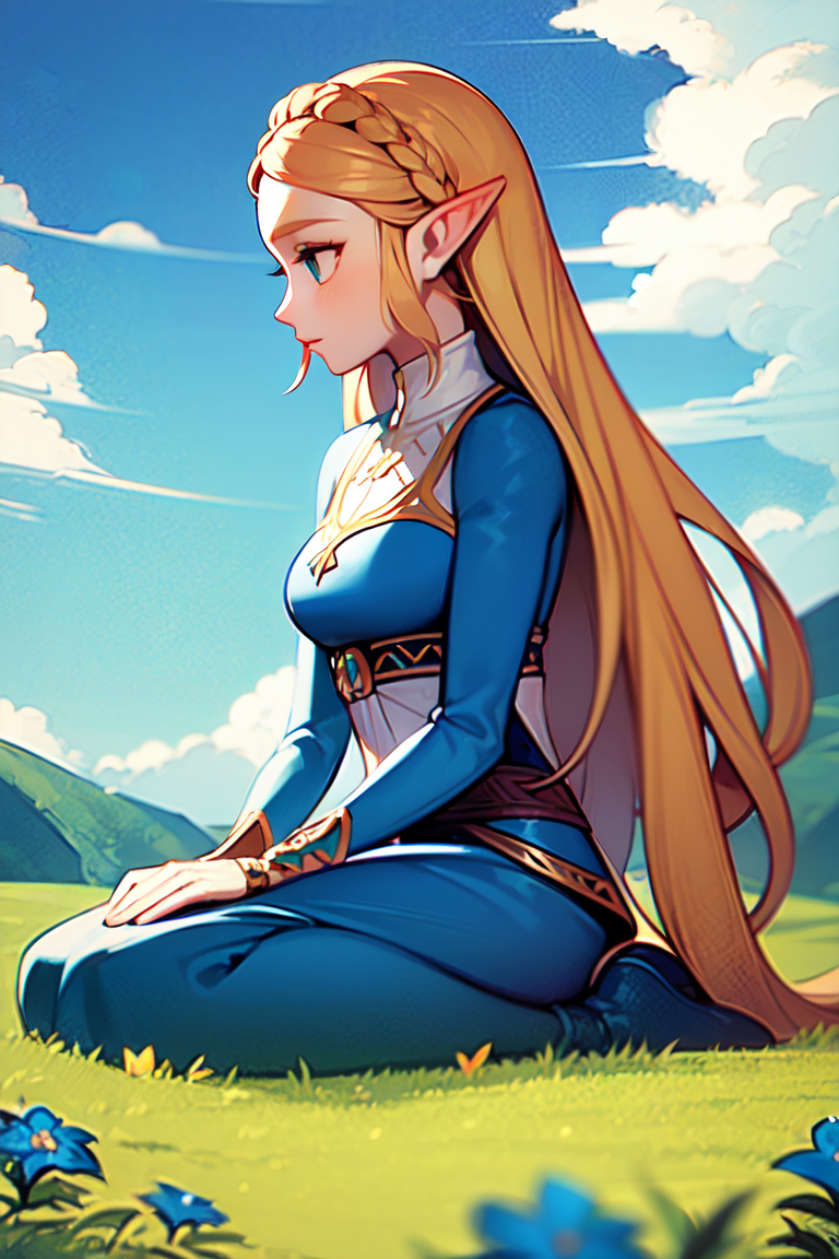 11864-2455679747-princess zelda, 1girl, bangs, blonde hair, blue dress, blue flower, braid, breasts, dress, falling petals, flower, full body, gi.png